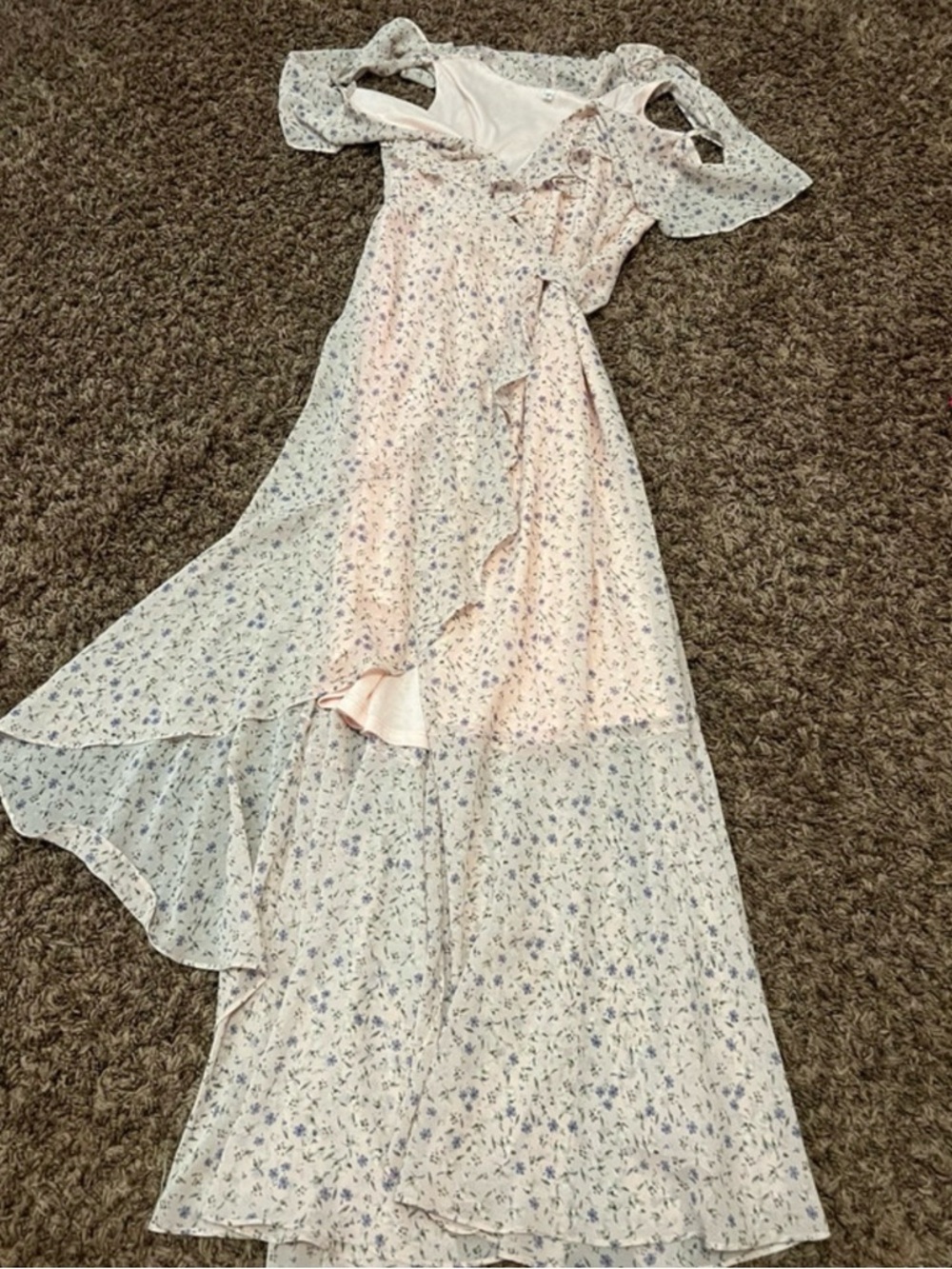 Womens Floral Pink Ruffle Maxi Dress